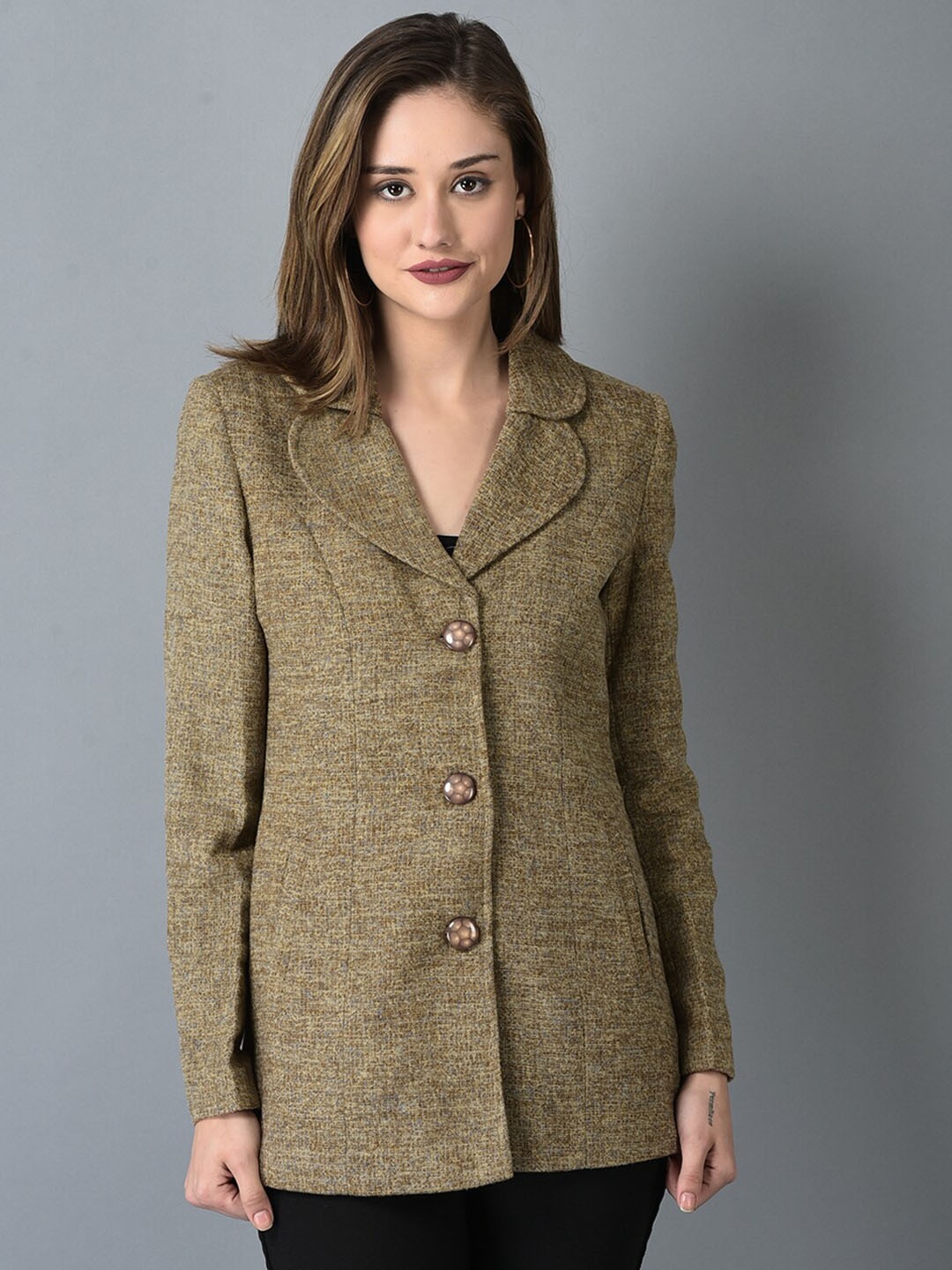 

CANOE Self Design Single-Breasted Overcoat, Beige