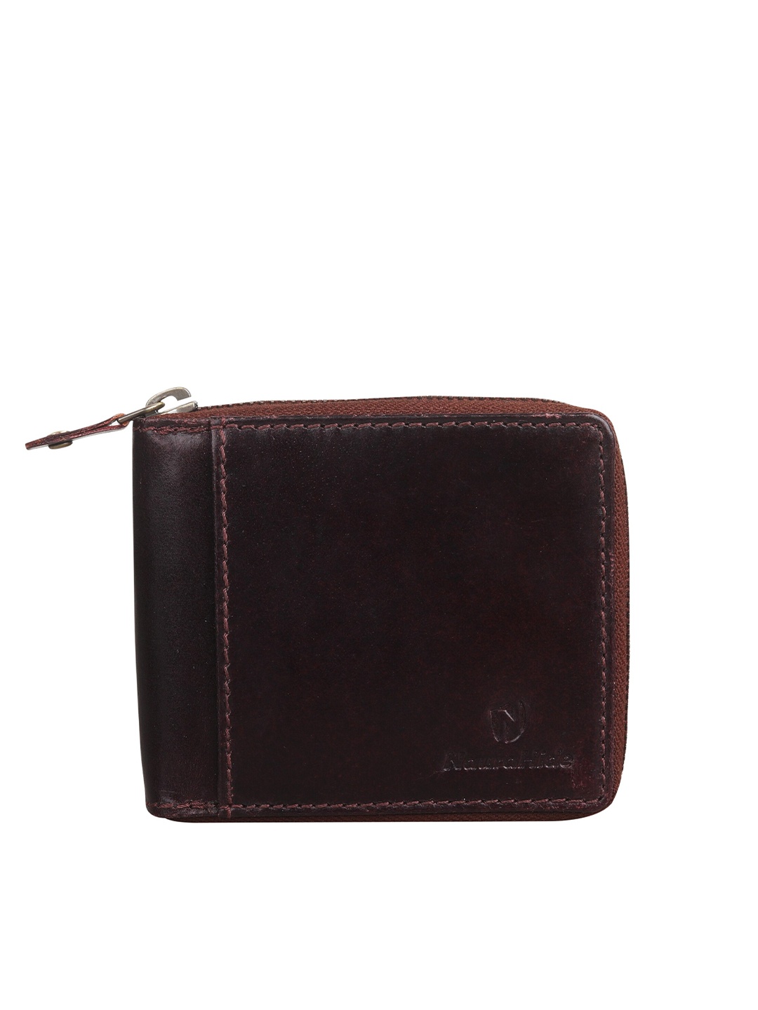 

NauraHide Men Leather RFID Zip Around Wallet, Maroon