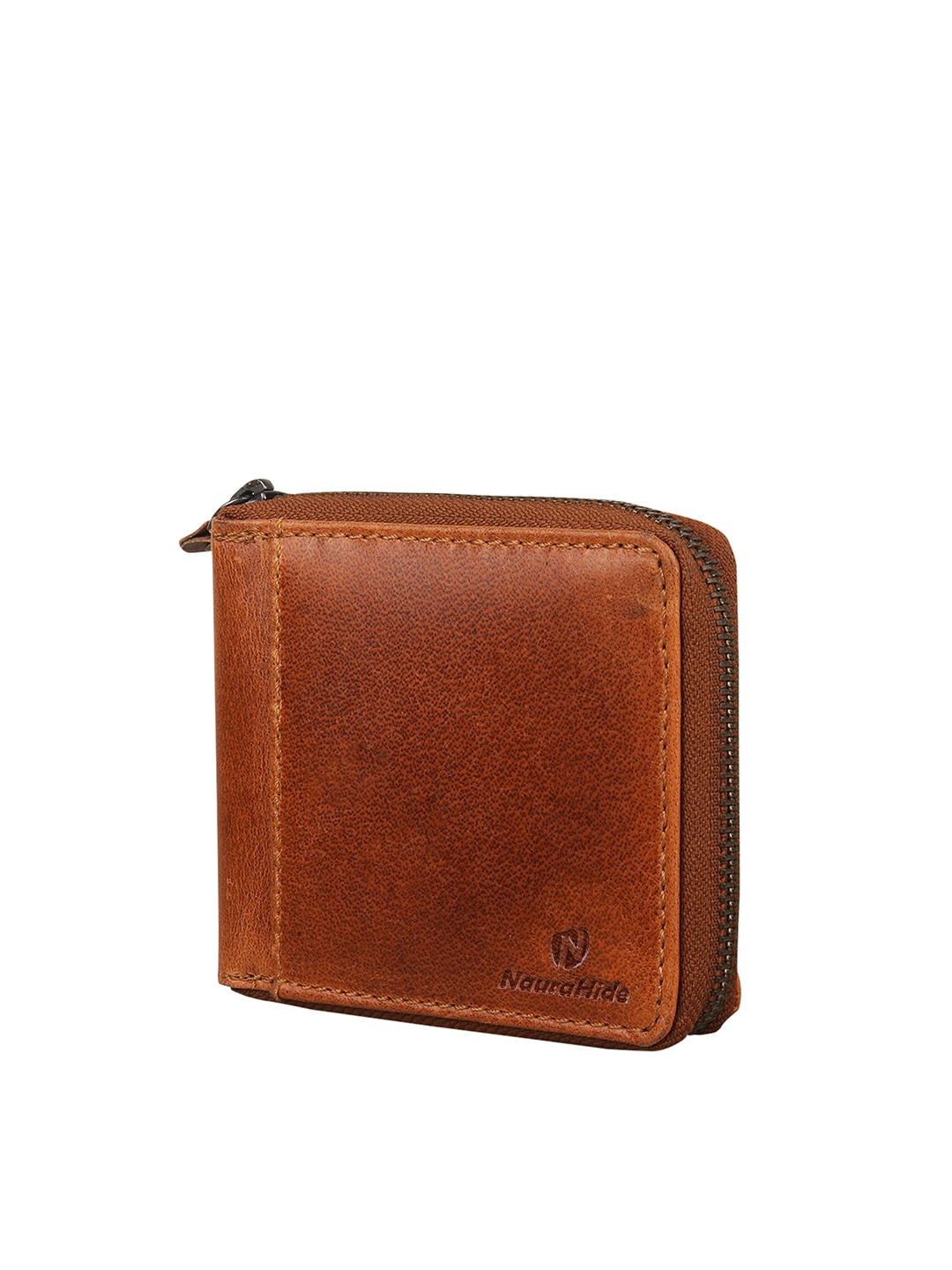 

NauraHide Men Leather RFID Zip Around Wallet, Tan