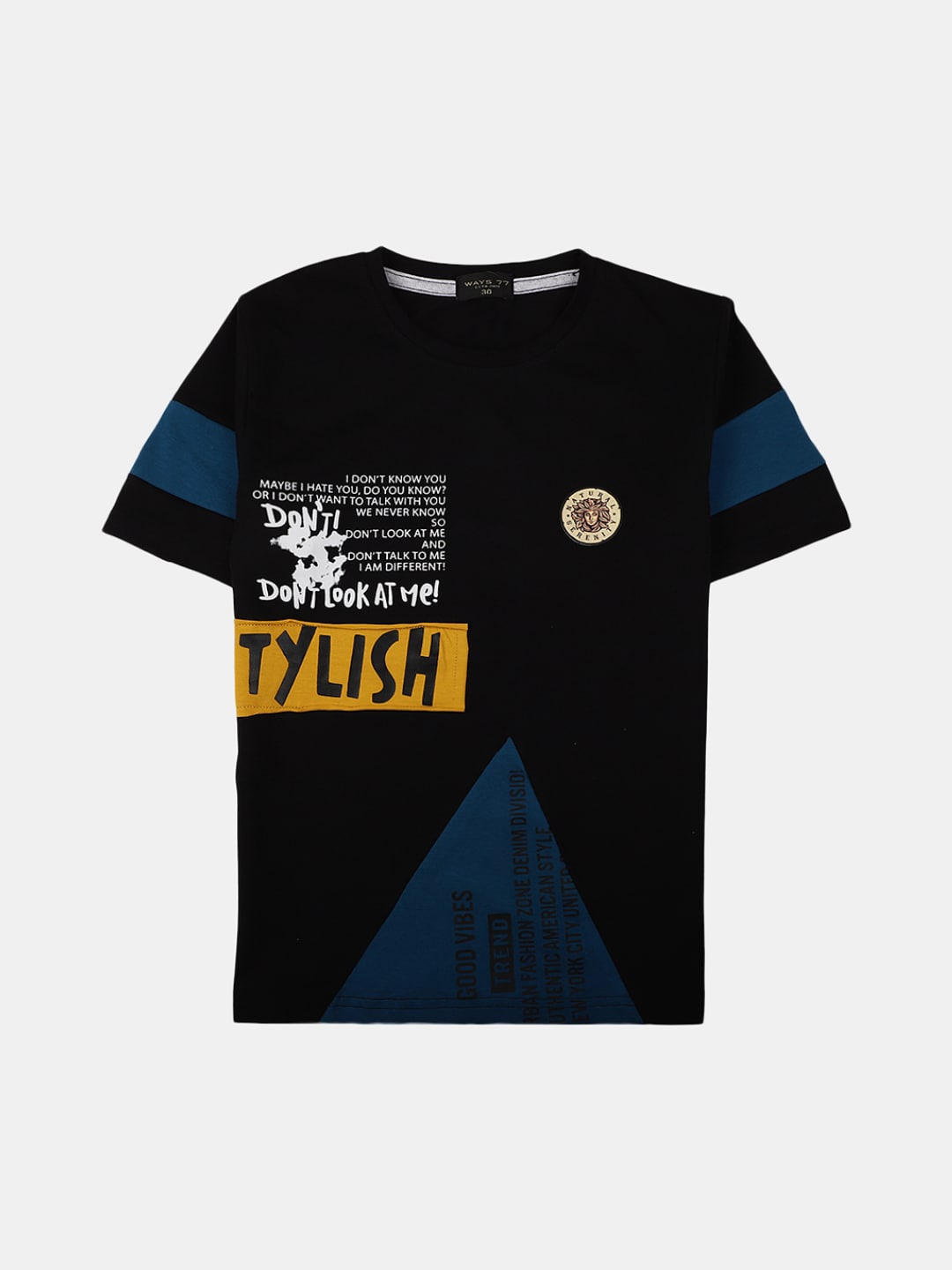 

V-Mart Boys Typography Printed Cotton T-shirt, Black