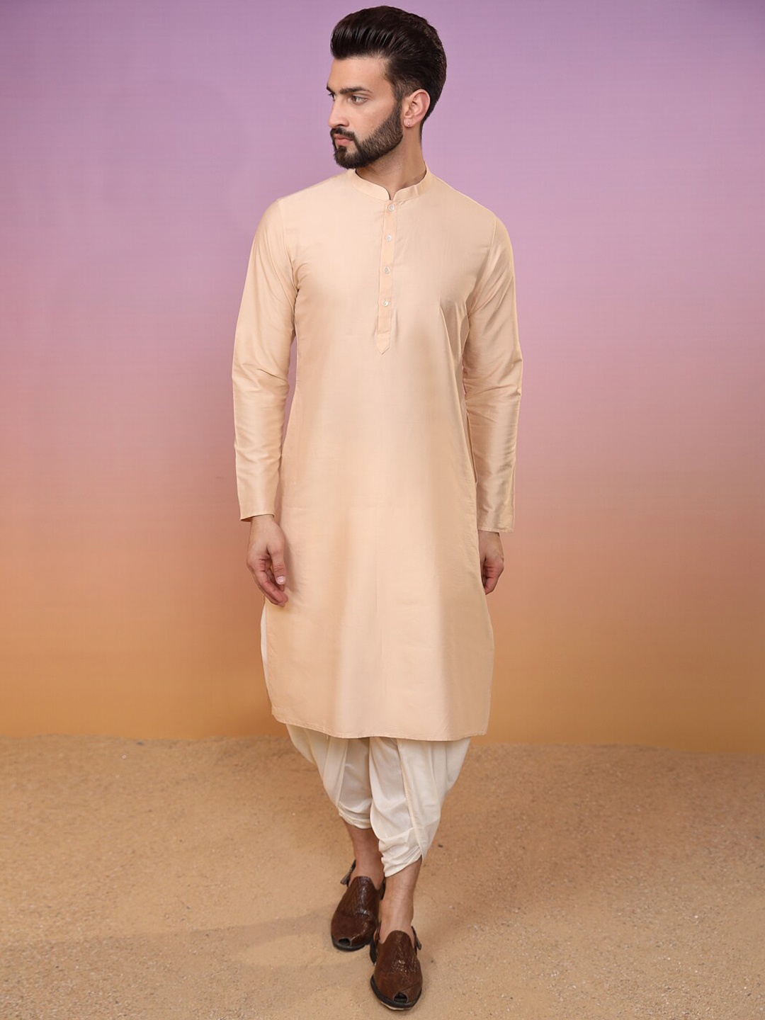 KISAH Men Woven Design Straight Indowestern Sherwani Set, Blue