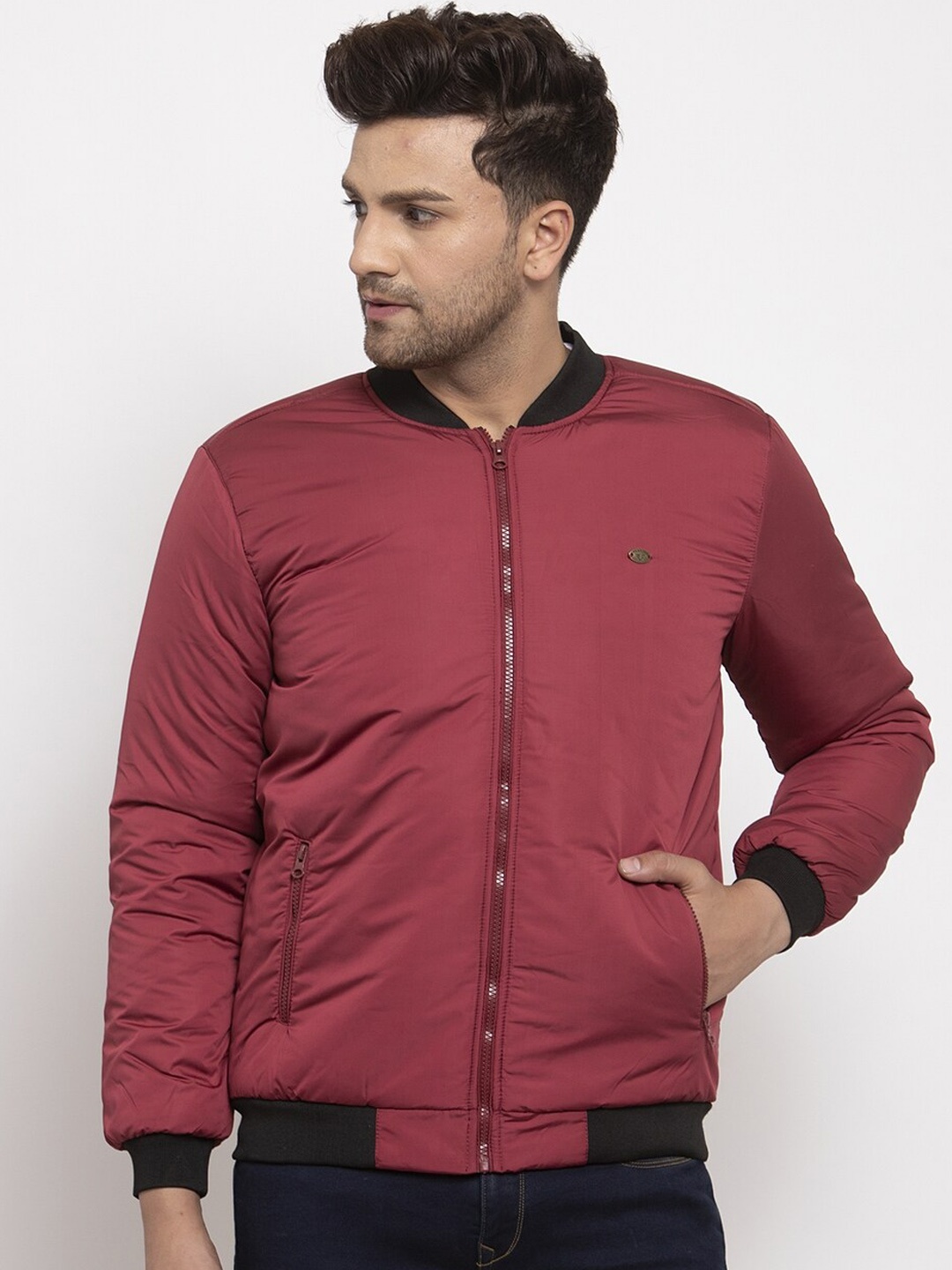 

Cantabil Men Lightweight Bomber Jacket, Maroon