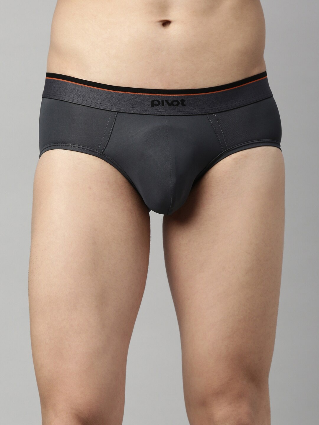 pivot Men Self Design Basic Briefs, Charcoal