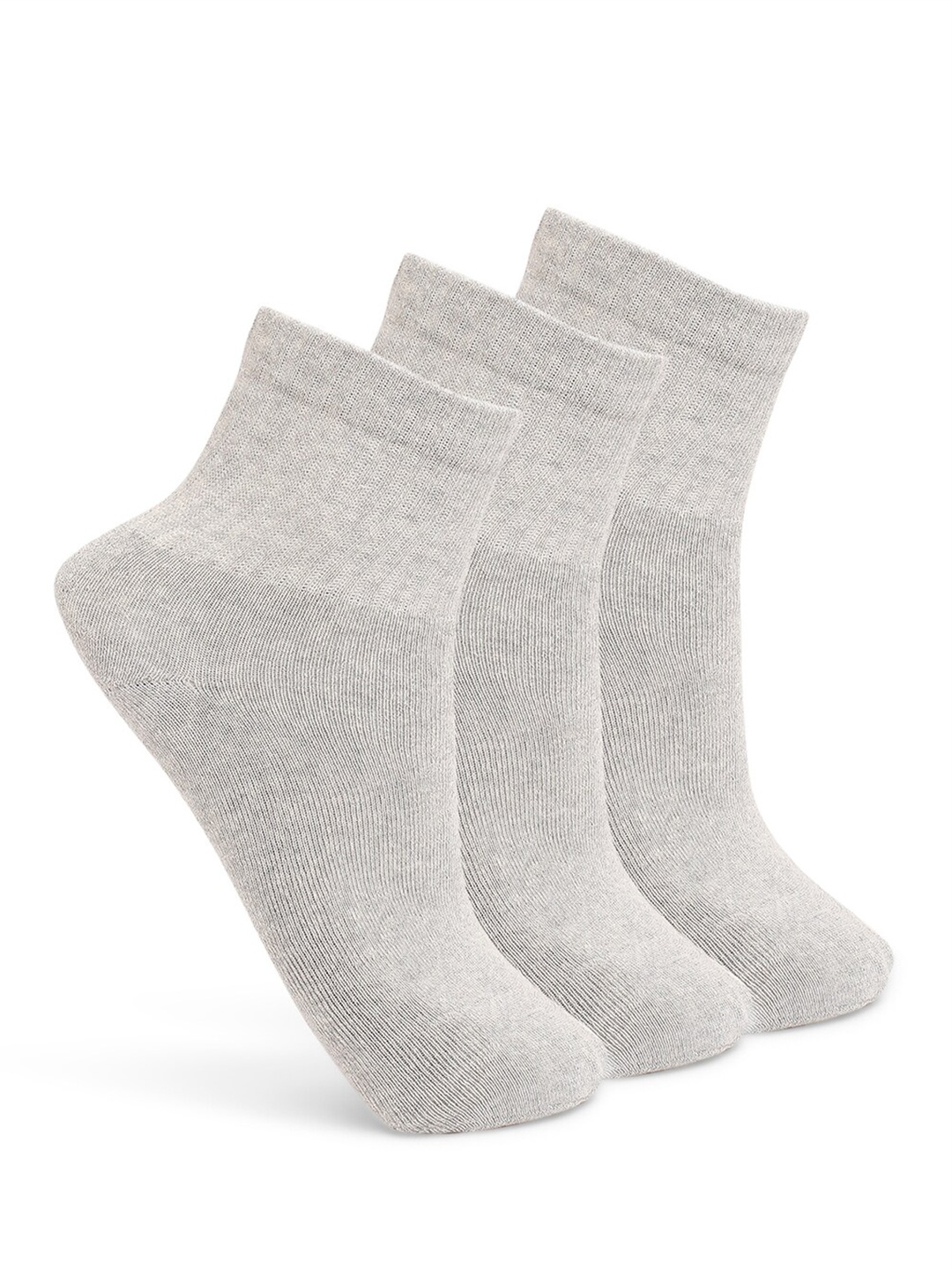 UnderJeans by Spykar Men Pack Of 3 Patterned Cotton Ankle-Length Socks, Grey