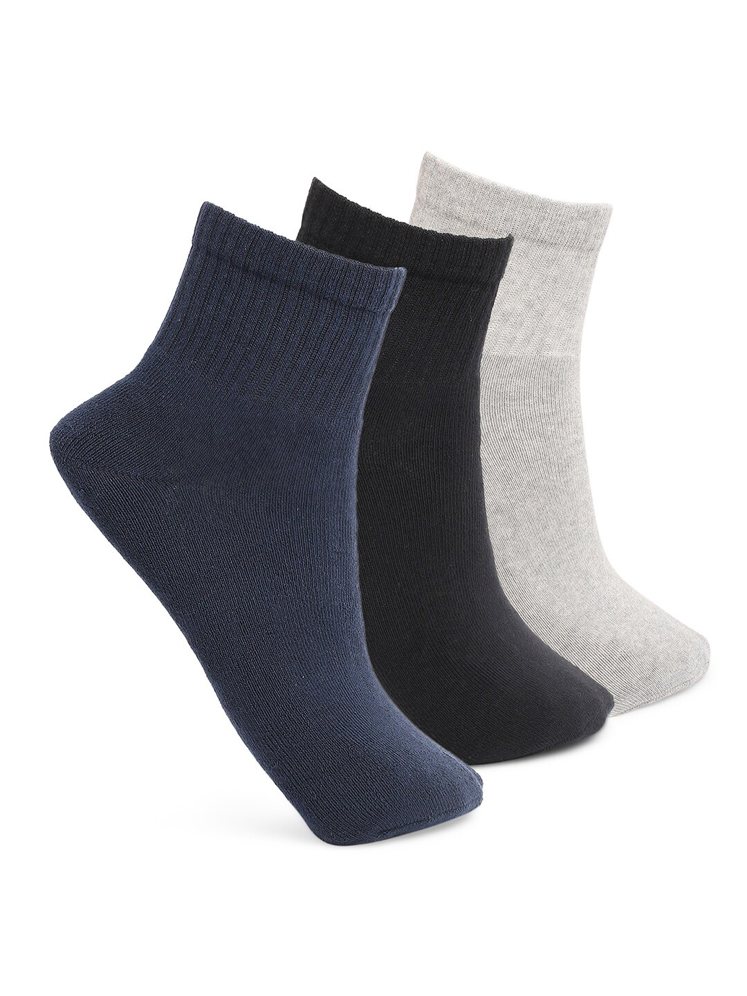 

UnderJeans by Spykar Men Pack Of 3 Ankle-Length Cotton Socks, Navy blue