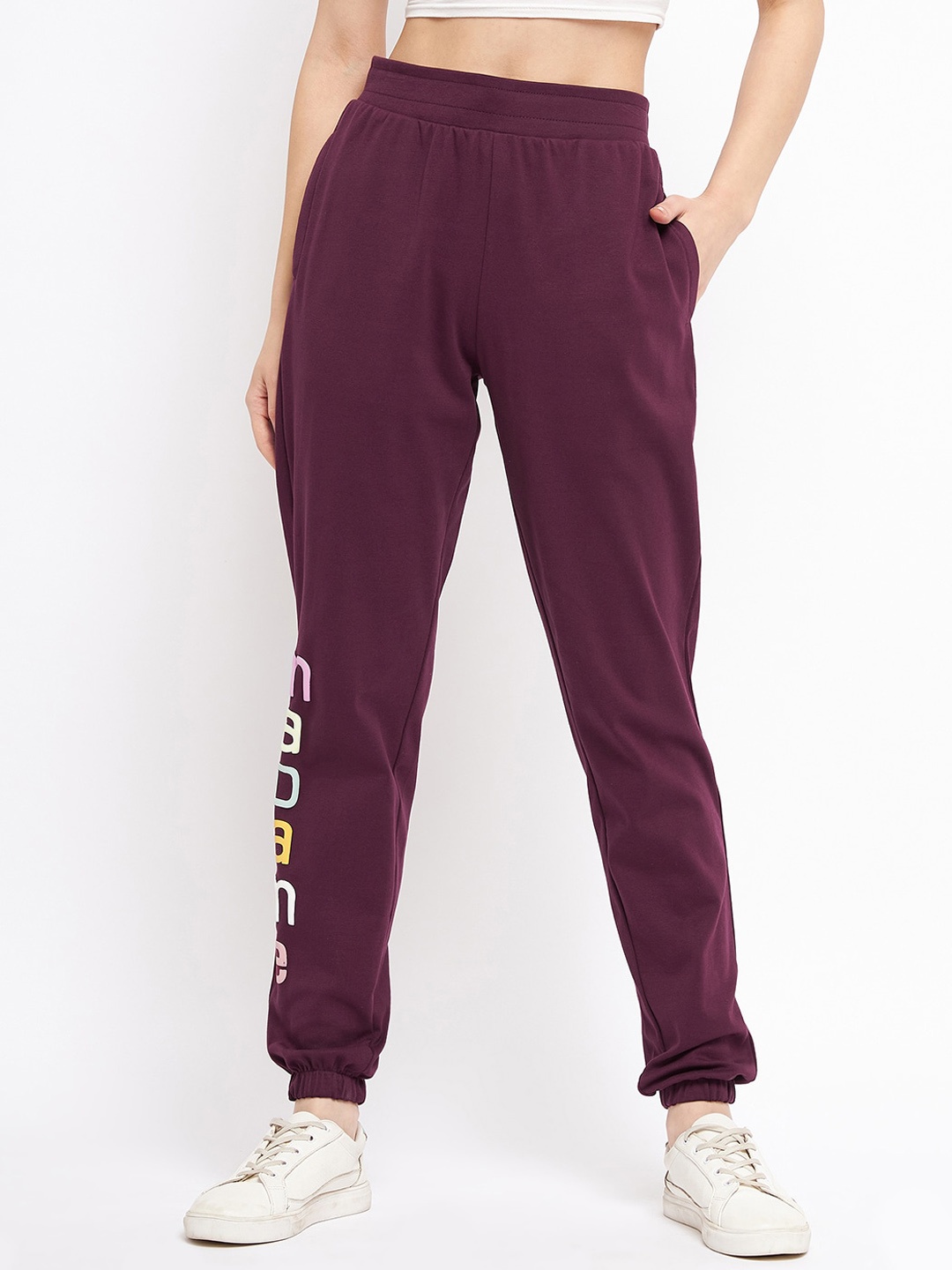 

Madame Women Regular-Fit Cotton Joggers, Purple