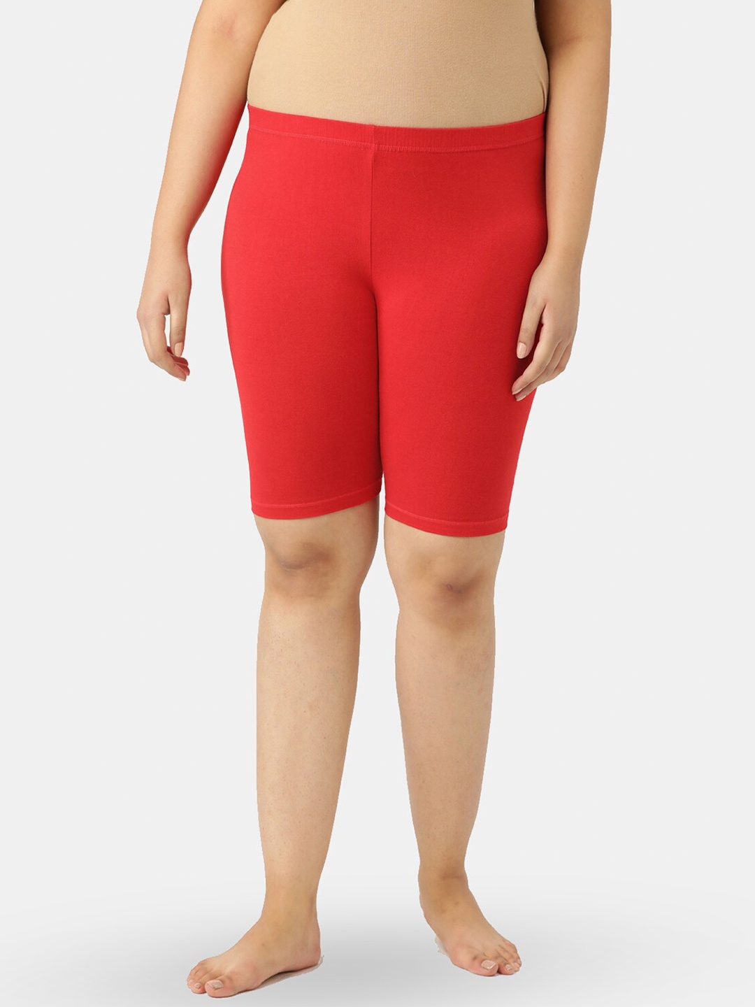 

Leading Lady Plus Size Women Red High-Rise Pure Cotton Lounge Shorts