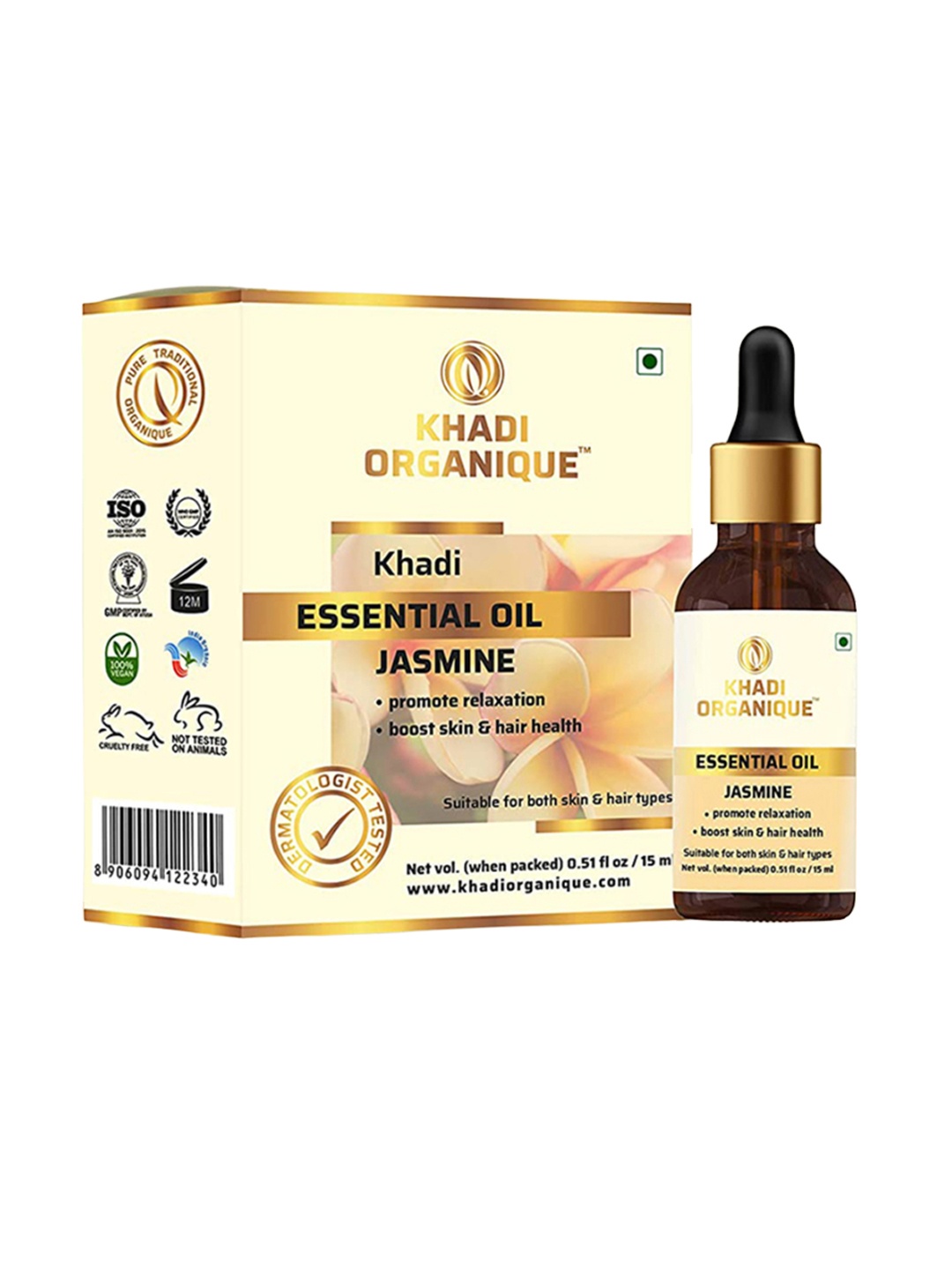 

Khadi Organique Pure & Natural Jasmine Aromatic Body Oil - 15 ml, White
