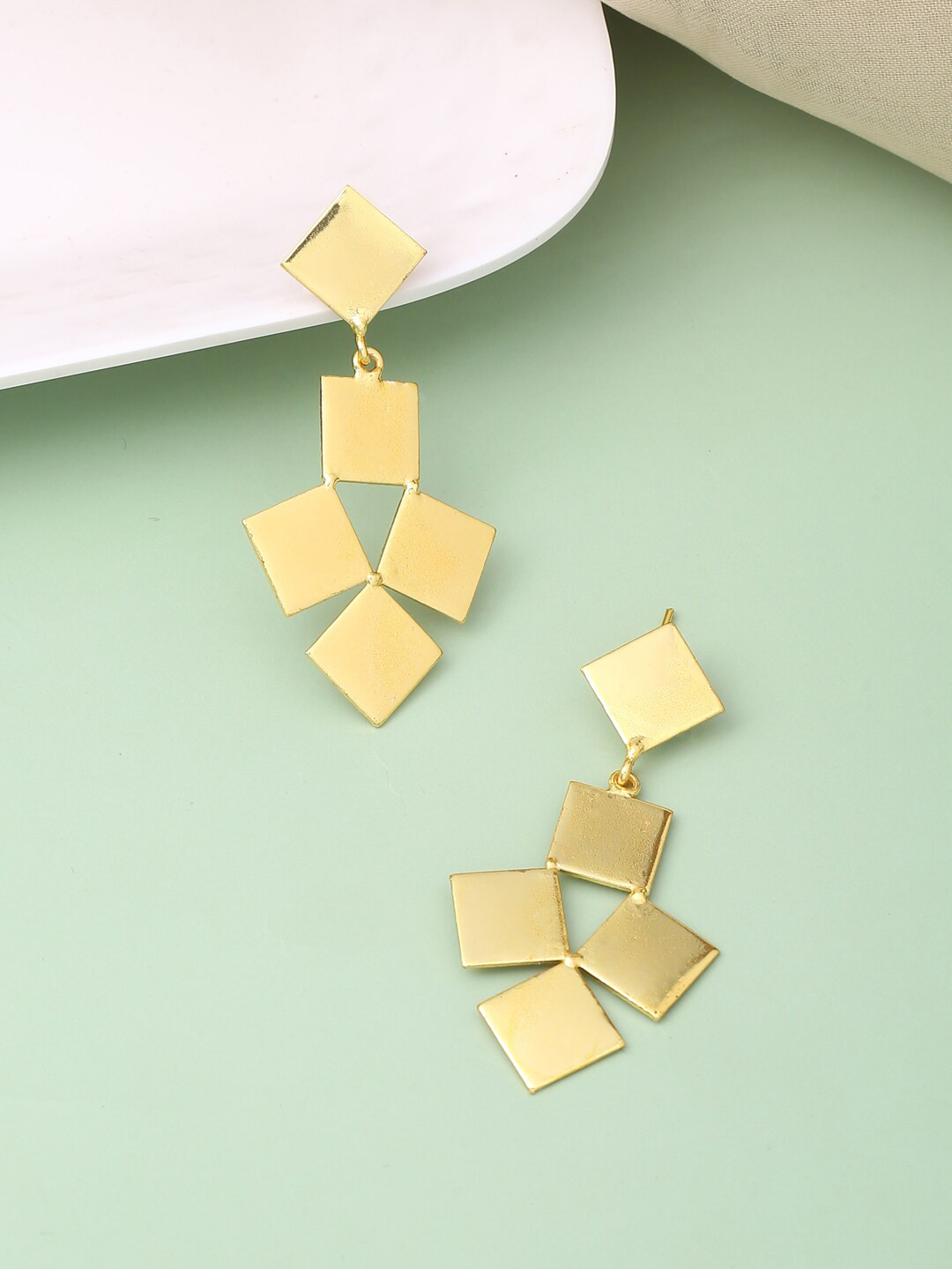 

VIRAASI Gold-Plated Geometric Drop Earrings