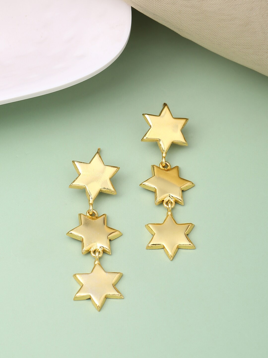 

VIRAASI Gold-Plated Star Shaped Drop Earrings