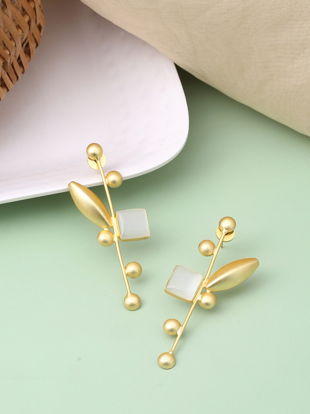 

VIRAASI Gold-Plated Contemporary Drop Earrings