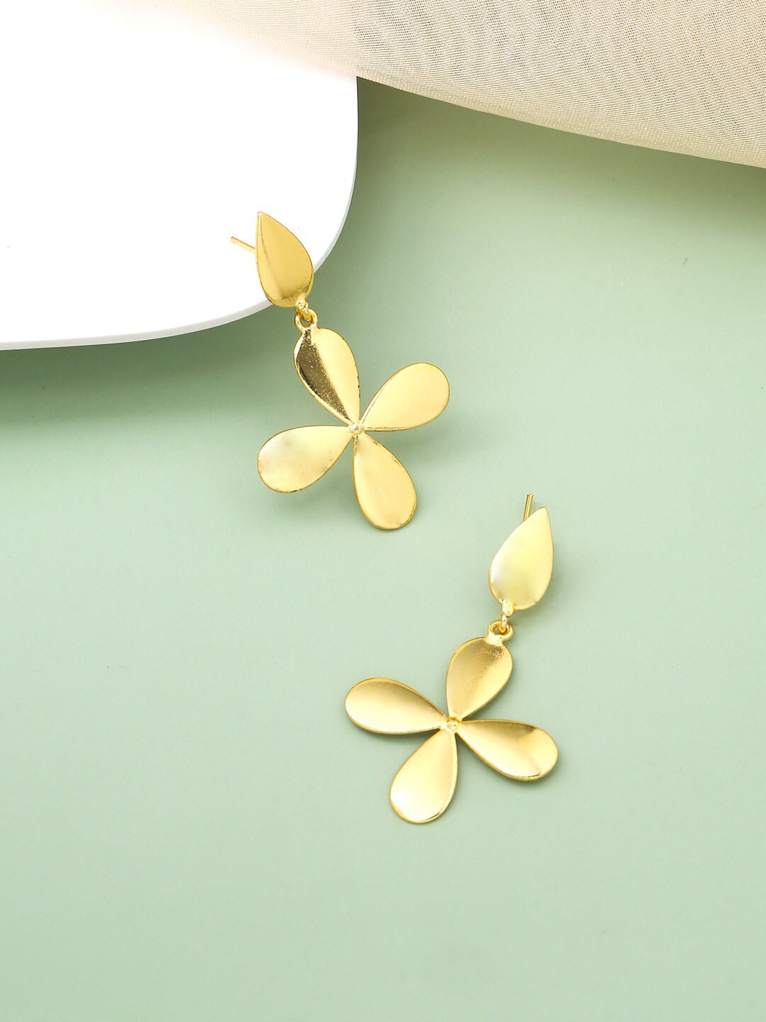

VIRAASI Gold-Plated Glossy Floral Drop Earrings