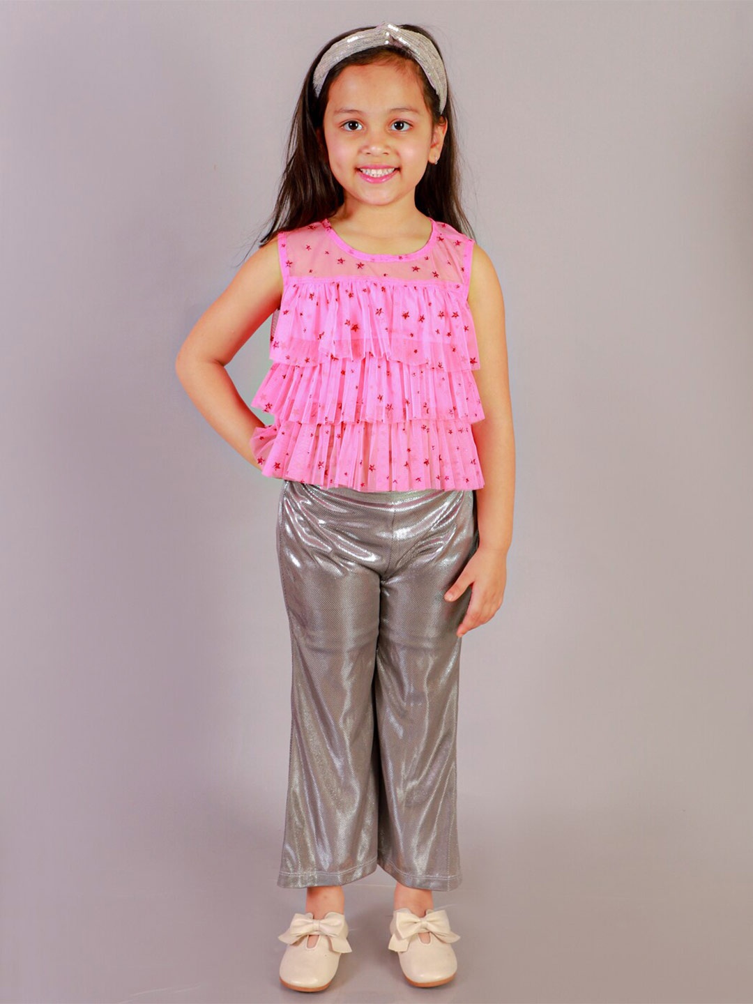 

LIL DRAMA Glitter Printed A-Line Top, Pink