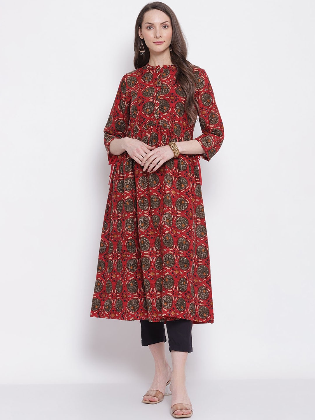 

Cantabil Women Red Printed Anarkali Kurta