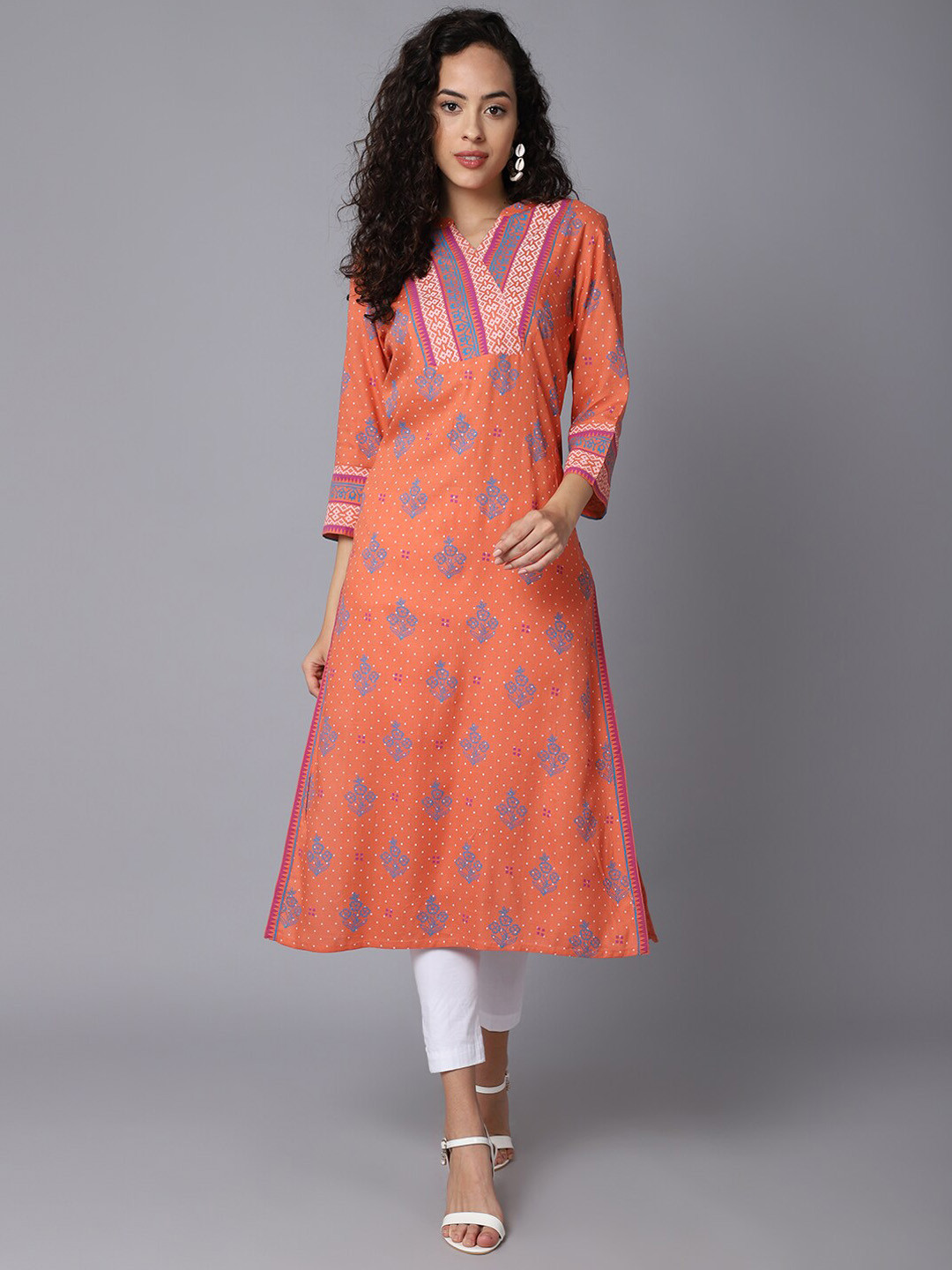 

Cantabil Ethnic Motifs Printed Kurta, Coral