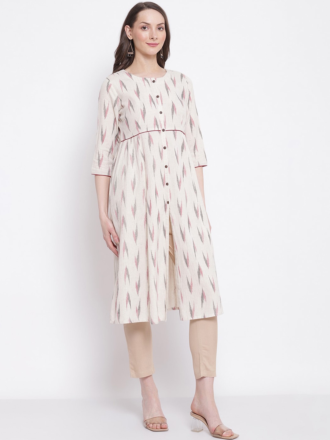 

Cantabil Abstract Printed Pure Cotton A-Line Kurta, Off white