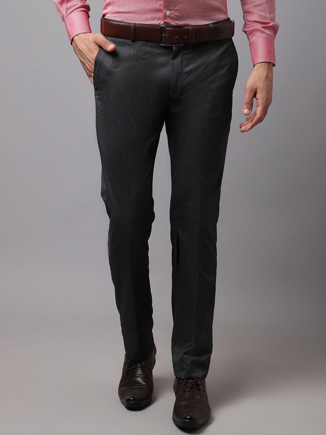 

Cantabil Men Cotton Formal Trousers, Grey