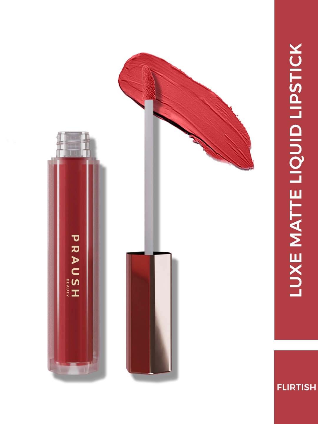 

Praush Luxe Non-Drying Lightweight Matte Liquid Lipstick 2.6 ml - Flirtist, Red