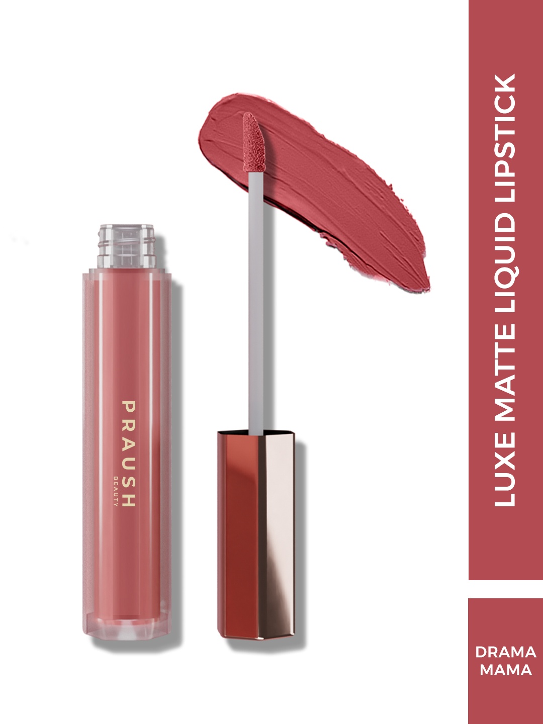 

Praush Luxe Non-Drying Lightweight Matte Liquid Lipstick 2.6 ml - Drama Mama, Nude