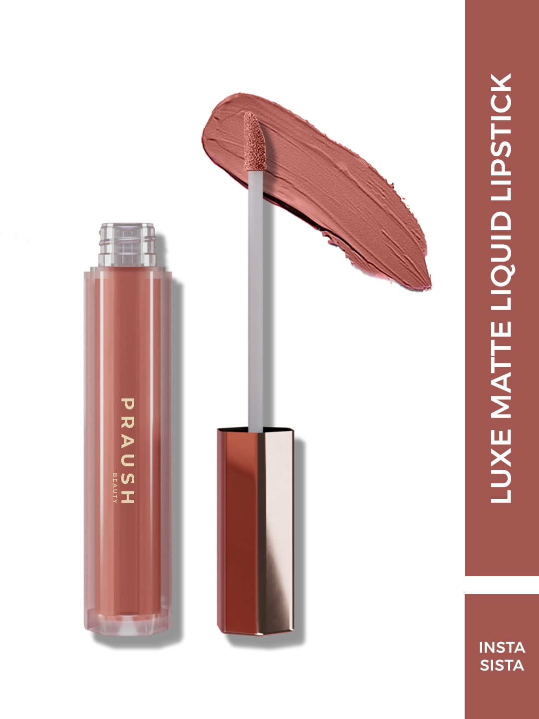 

Praush Luxe Non-Drying Lightweight Matte Liquid Lipstick 2.6 ml - Insta Sista, Brown