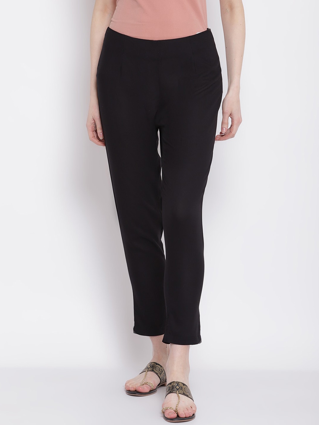 Cantabil Women Mid-Rise Trousers, Black