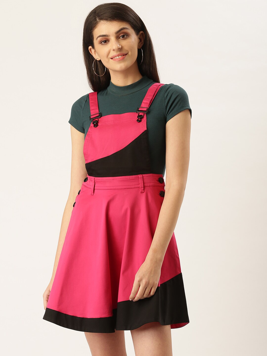 

urSense Shoulder Straps Pinafore Dress, Pink