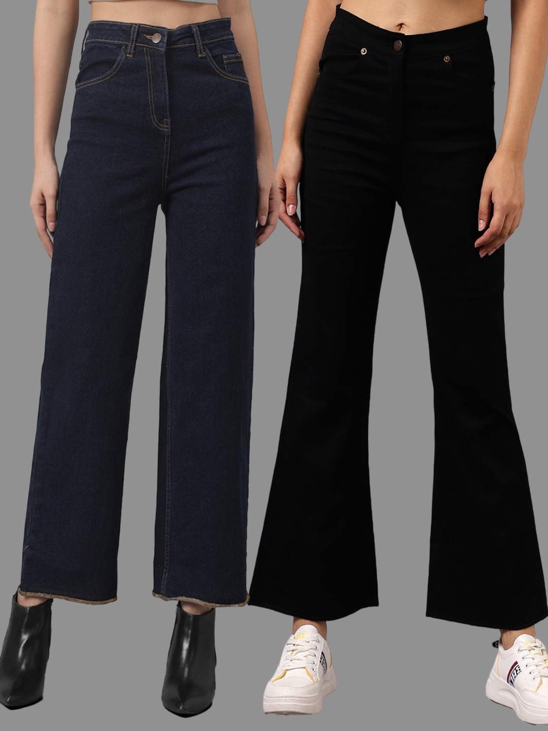 

Kotty Women Pack Of 2 Flared High-Rise Dark Shade Stretchable Jeans, Navy blue