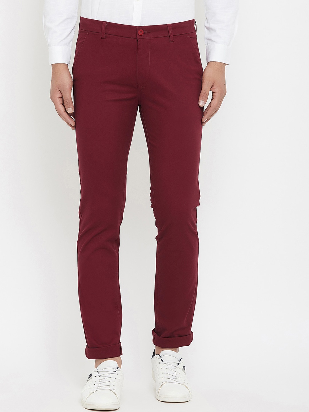 

Canary London Men Smart Slim Fit Wrinkle Free Cotton Chinos, Maroon