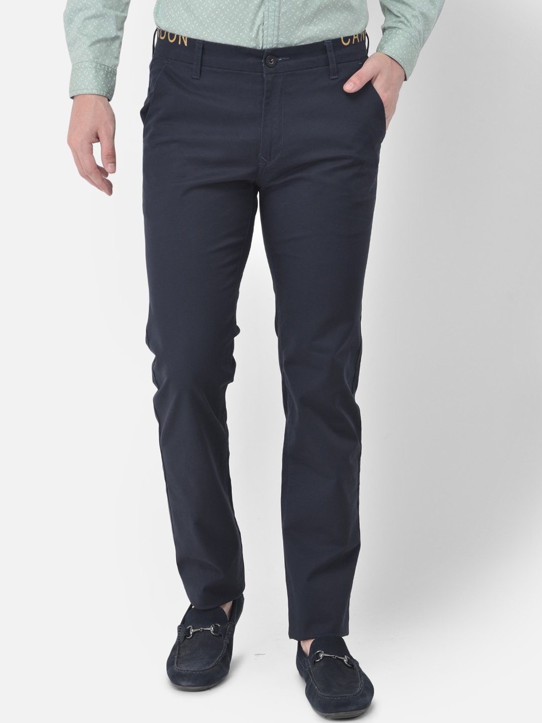 

Canary London Men Cotton Smart Slim Fit Wrinkle Free Chinos Trousers, Blue