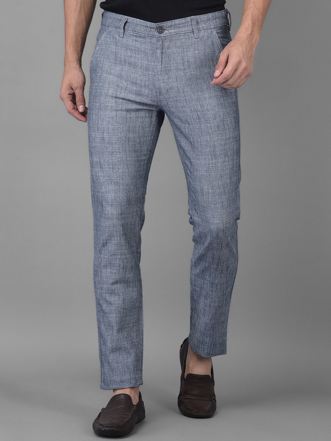 

Canary London Men Smart Slim Fit Wrinkle Free Regular Trousers, Grey