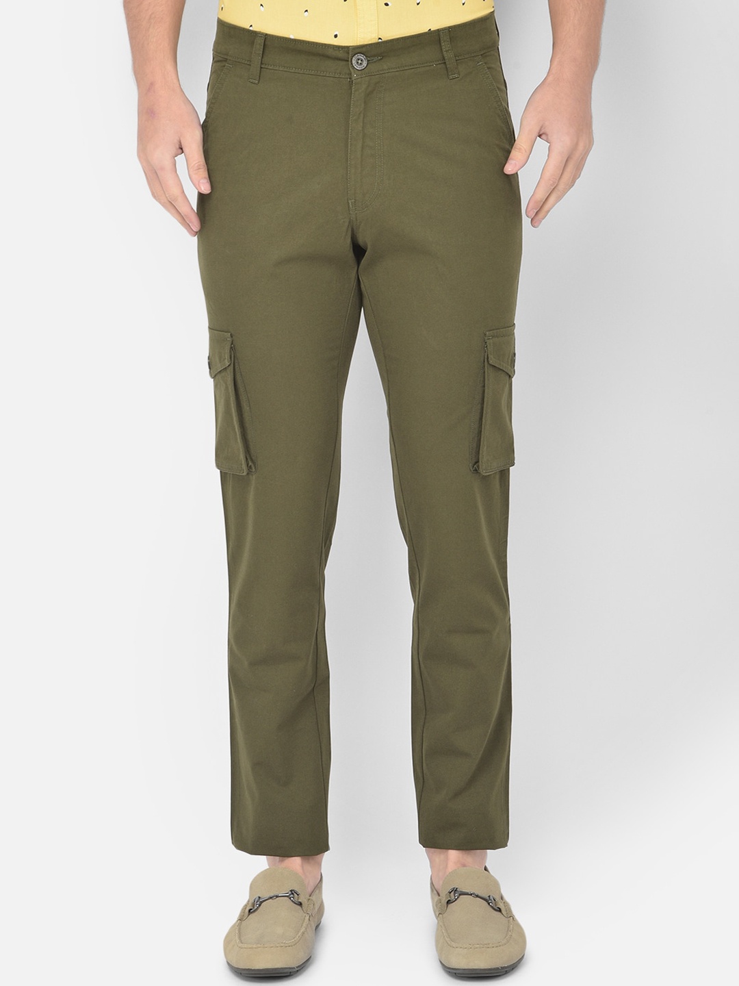

Canary London Men Smart Slim Fit Wrinkle Free Cargos, Olive