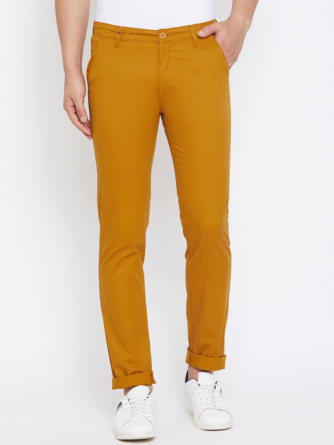 

Canary London Men Smart Slim Fit Wrinkle Free Chinos Trousers, Mustard