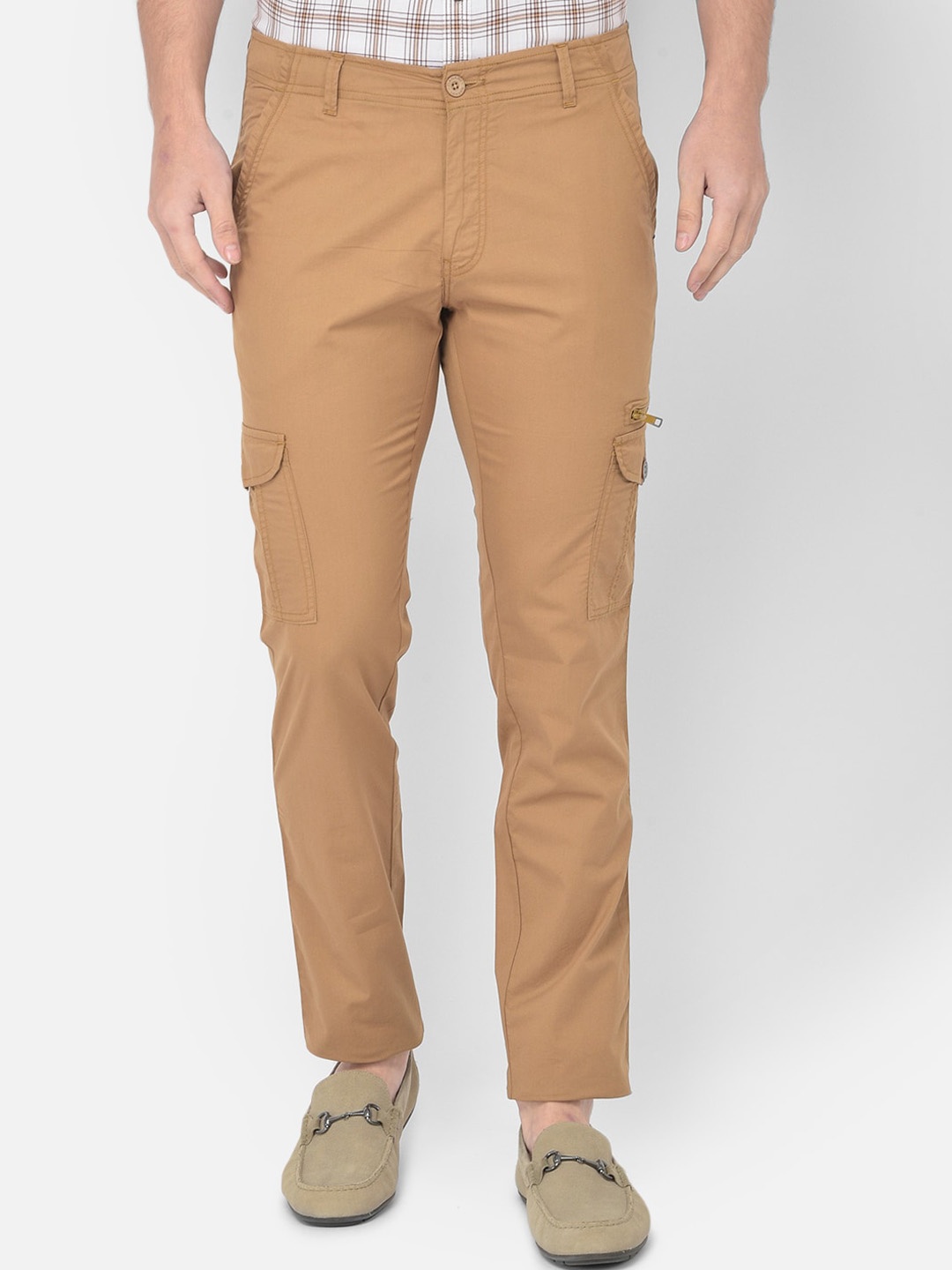 

Canary London Men Wrinkle Free Smart Cotton Slim Fit Cargos Trousers, Khaki