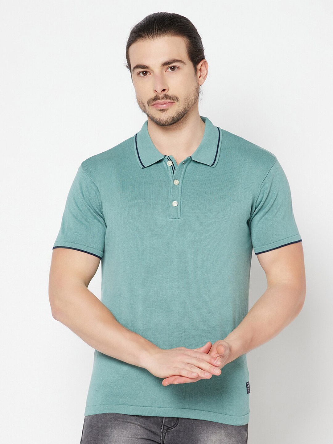 Cantabil Polo Collar Cotton T-shirt, Green