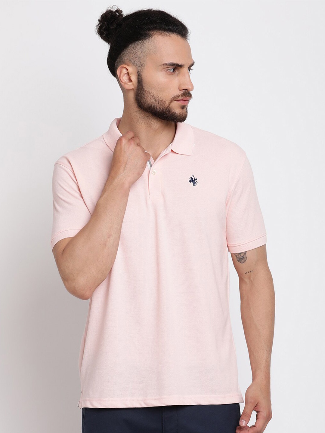 

Cantabil Round Neck Polo Collar Cotton T-shirt, Pink