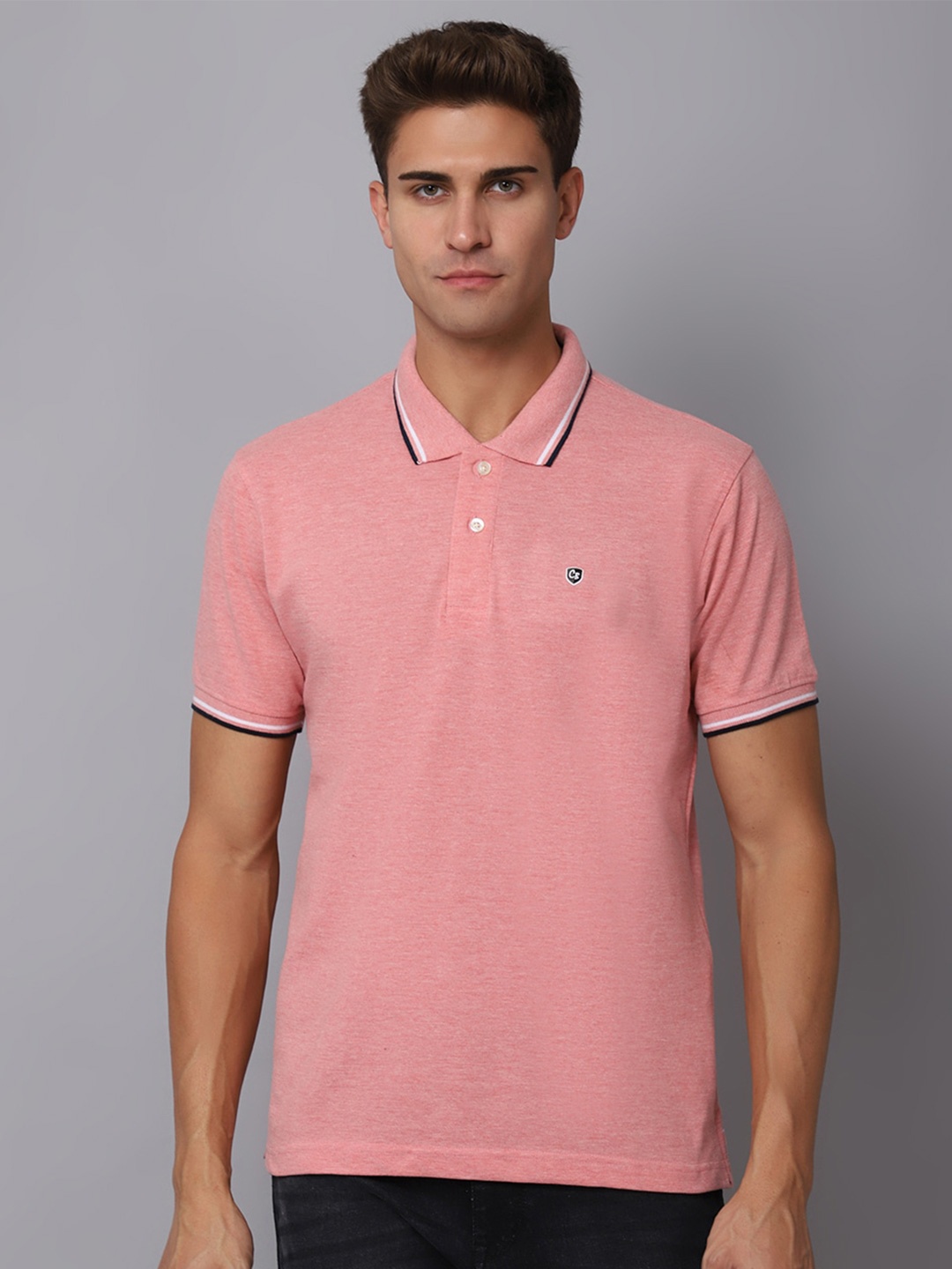 

Cantabil Polo Collar Cotton T-shirt, Pink