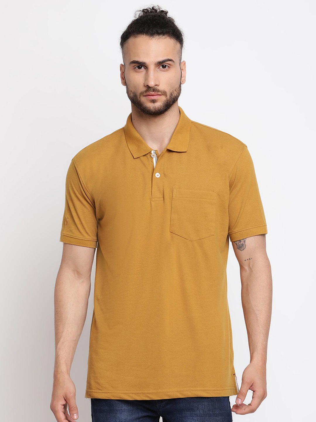 

Cantabil Polo Collar Cotton T-shirt, Mustard