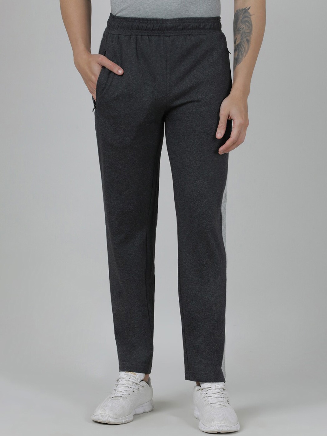 Crocodile Men Cotton Track Pants, Charcoal