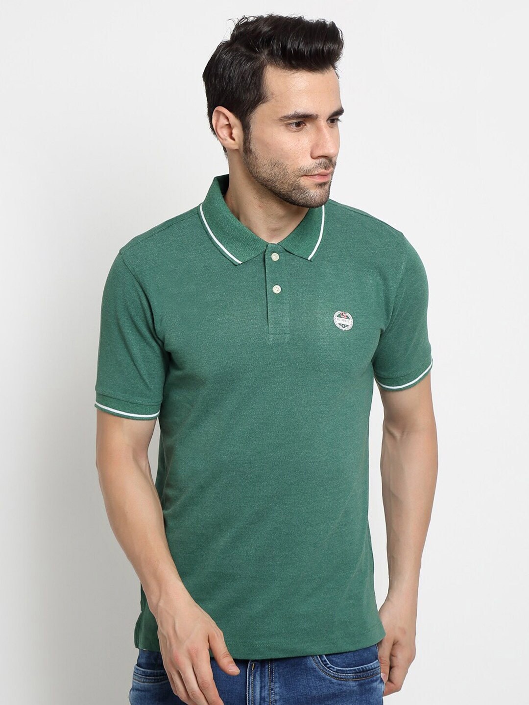 

Cantabil Polo Collar Cotton T-shirt, Green