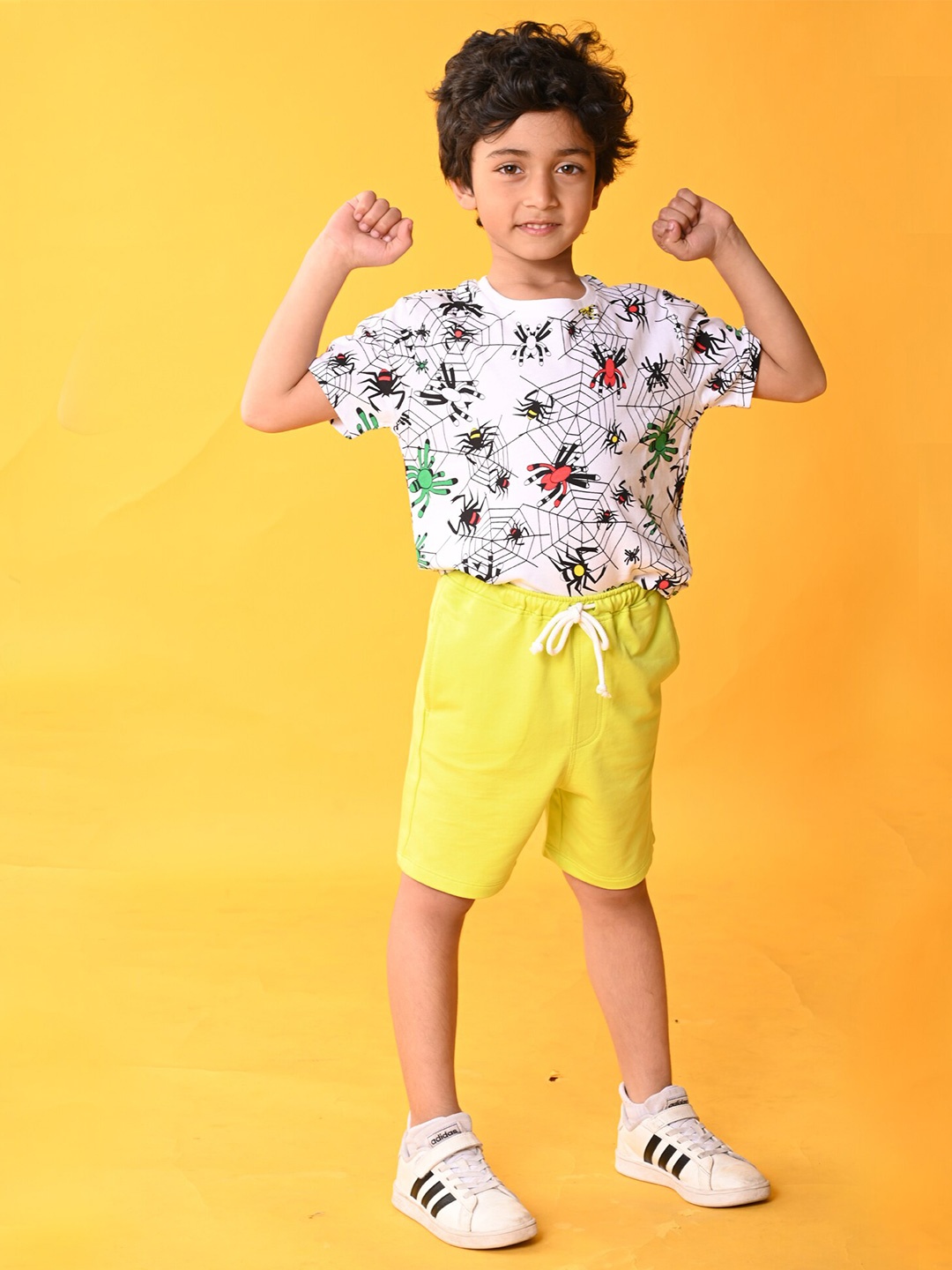 

Anthrilo Boys Printed Pure Cotton T-shirt with Shorts, White
