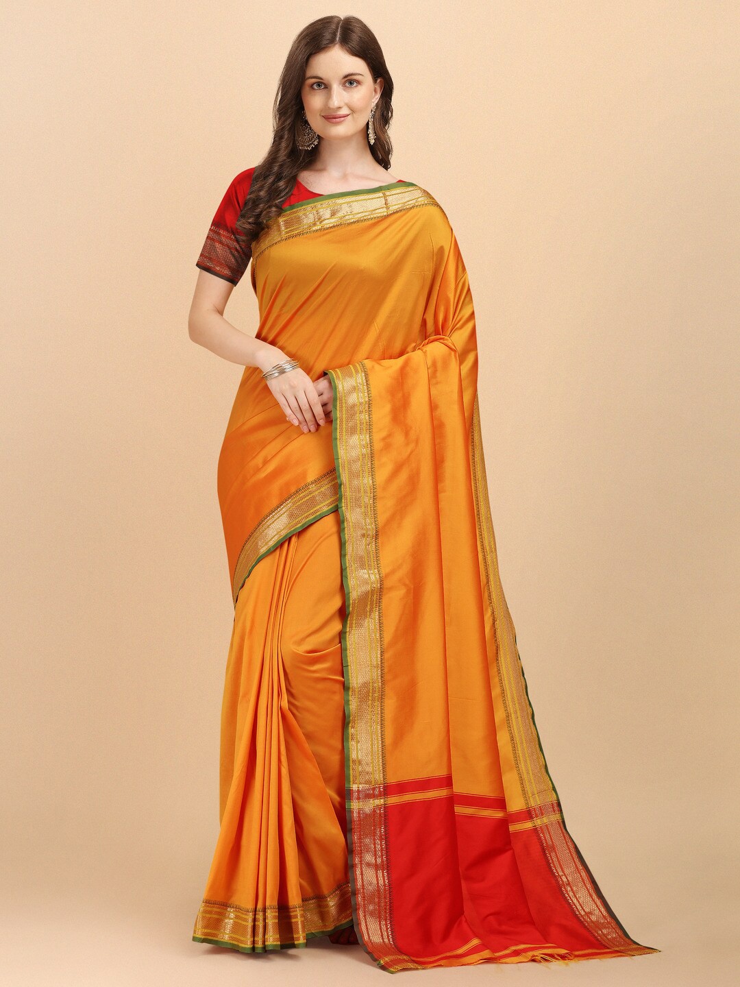 

Naishu Trendz Woven Design Pure Silk Kanjeevaram Saree, Yellow