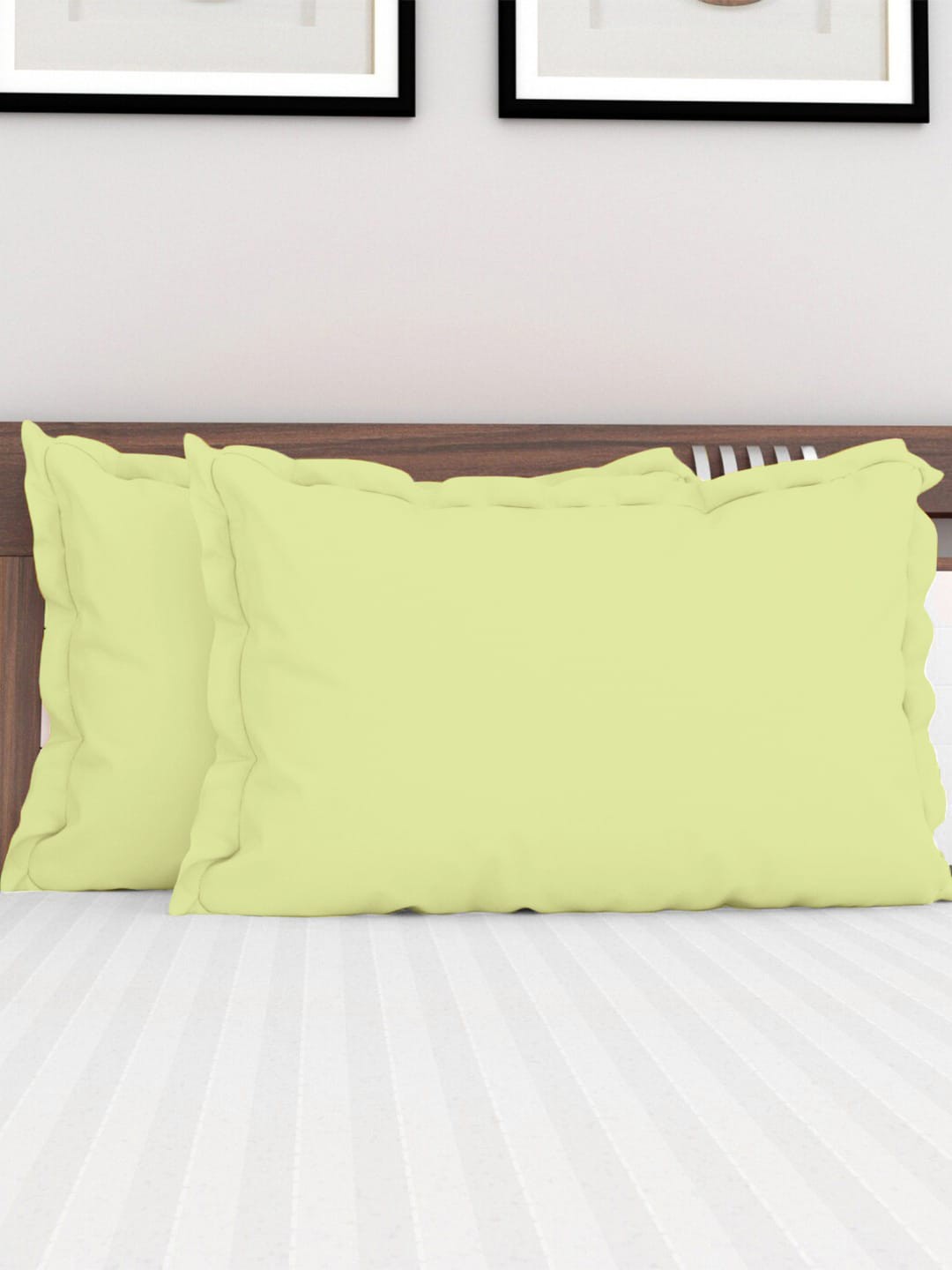 

PIZUNA LINENS Light-Green 2 Pieces Pure Cotton 400TC Breathable Pillow Covers