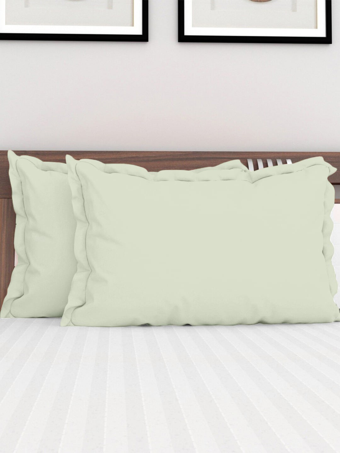 

PIZUNA LINENS Sea Green 2 Pieces Pure Cotton 400TC Breathable Pillow Covers