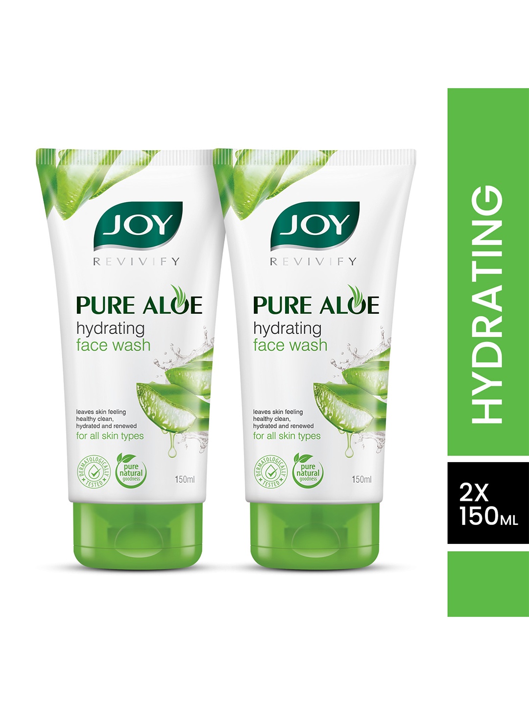 

JOY Set of 2 Pure Aloe Vera Hydrating Face Wash for All Skin Types - 150ml Each, White