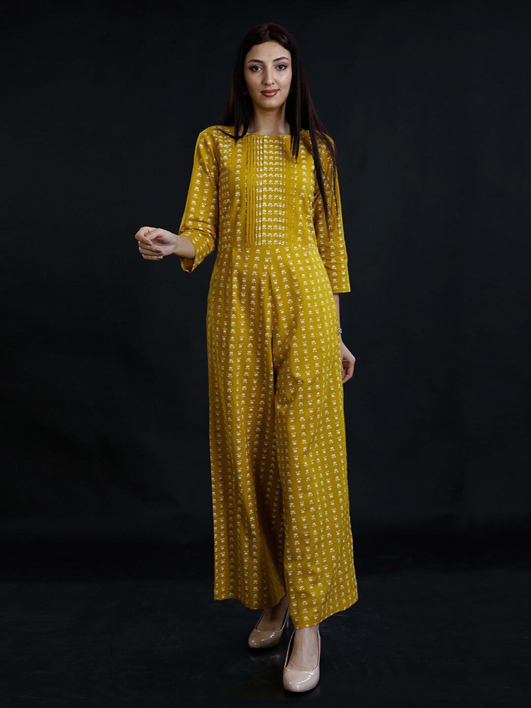 

FABNEST Printed Cotton Basic Jumpsuit, Olive