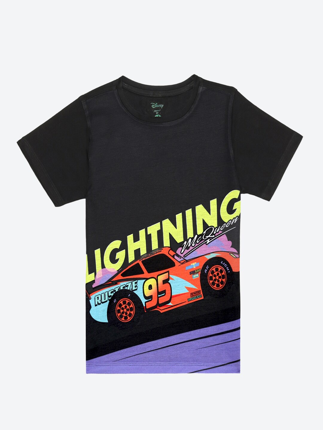 

YK Disney Boys Cars Printed Round Neck T-shirt, Black