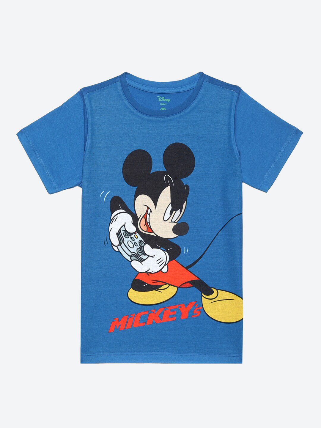 

YK Disney Boys Mickey Mouse Printed Round Neck Cotton T-shirt, Blue