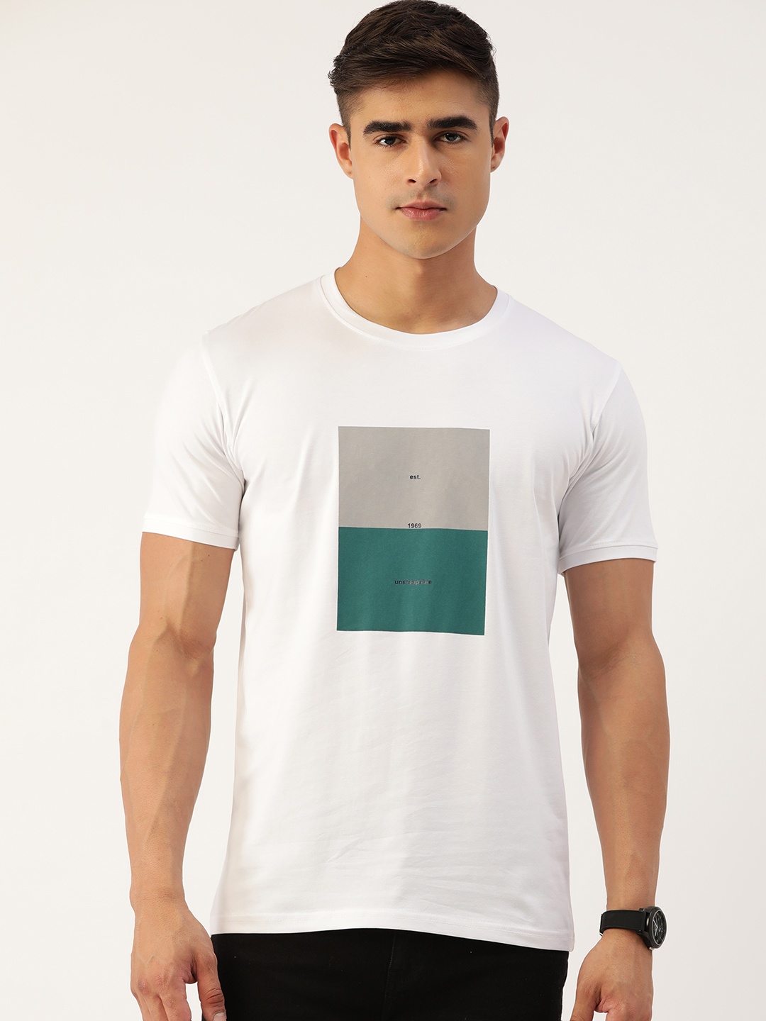 

PORTBLAIR Men Printed Slim Fit T-shirt, White