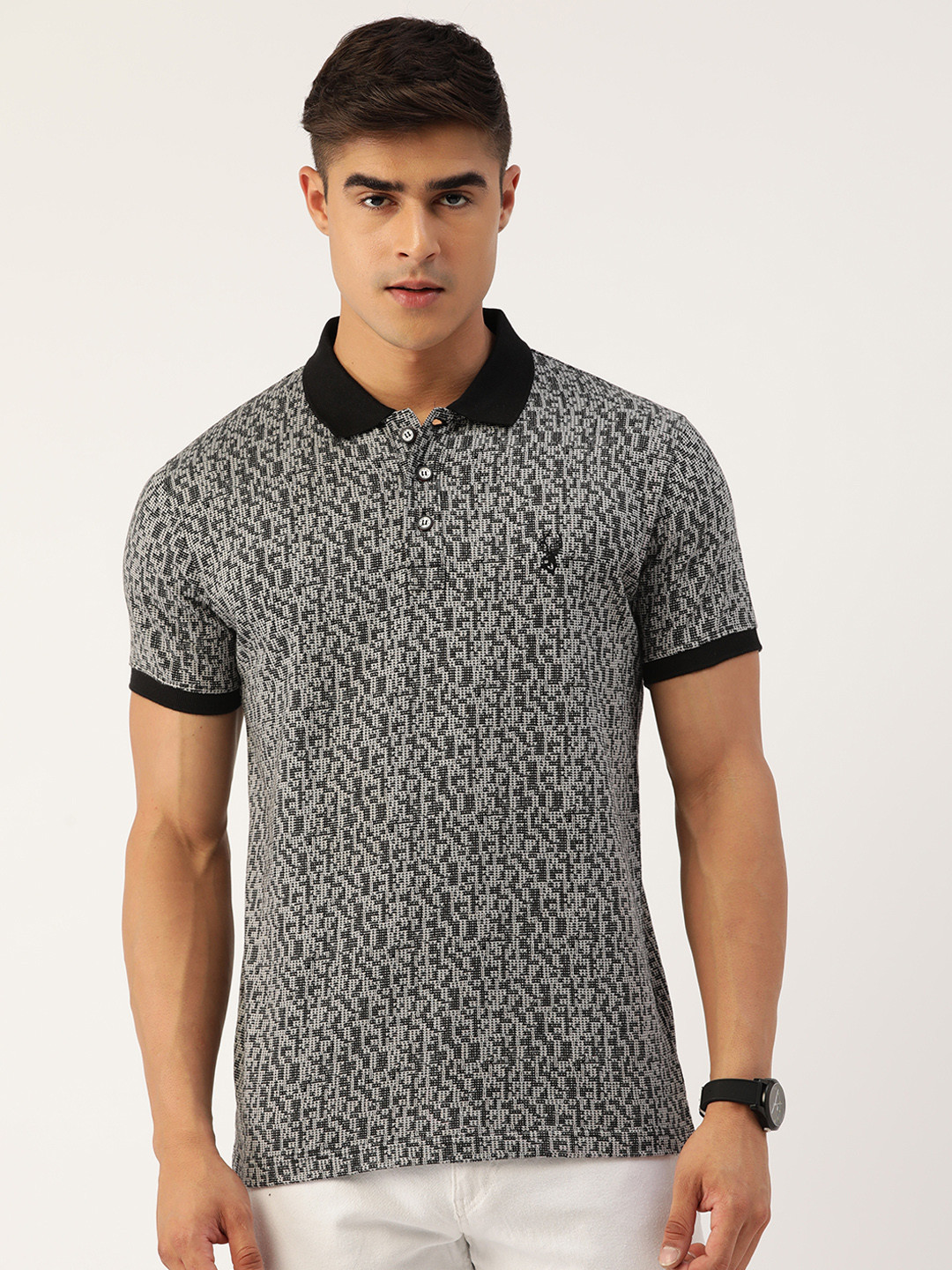 

PORTBLAIR Men Polo Collar Slim Fit T-shirt, Black