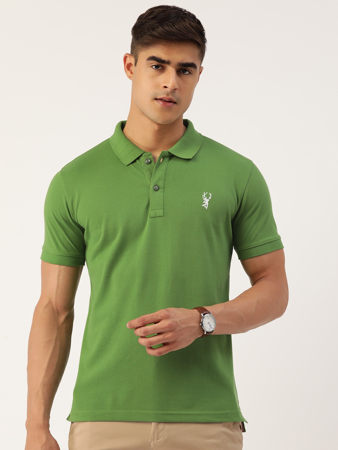 

PORTBLAIR Men Polo Collar Slim Fit T-shirt, Green